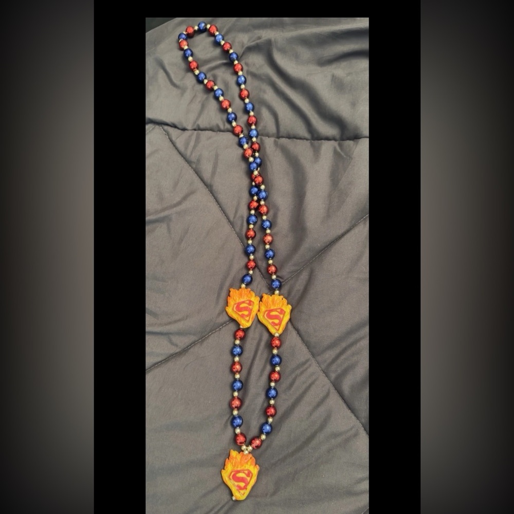 Rare Superman Mardi Gras Beaded Necklace